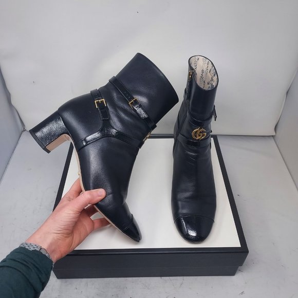 Gucci Black GG Geraldine  Leather Boot - Picture 1 of 16